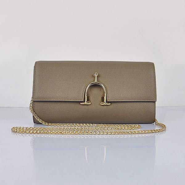 2012 New Arrives Hermes 8066 Smooth Calf Leather Shoulder Bag - Khaki