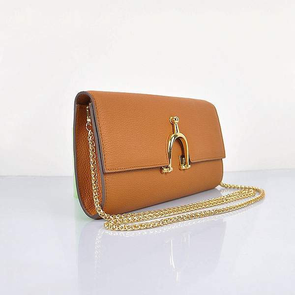 2012 New Arrives Hermes 8066 Smooth Calf Leather Shoulder Bag - Coffee - Click Image to Close
