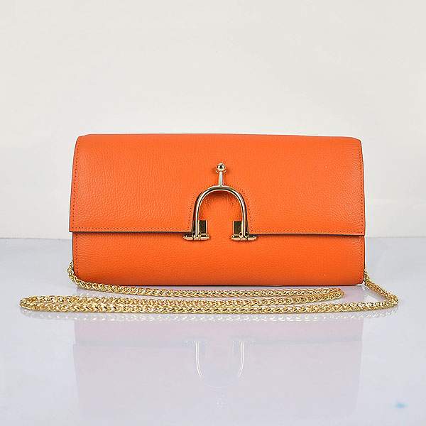 2012 New Arrives Hermes 8066 Smooth Calf Leather Shoulder Bag - Orange - Click Image to Close