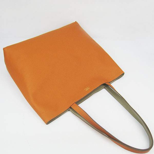 Hermes Double Sens Shopper Bag - 8067 Orange & Grey - Click Image to Close