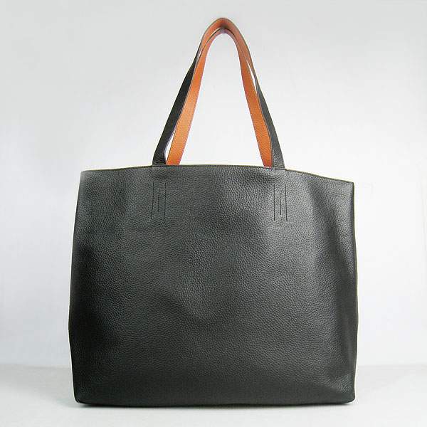 Hermes Double Sens Shopper Bag - 8068 Black & Orange - Click Image to Close