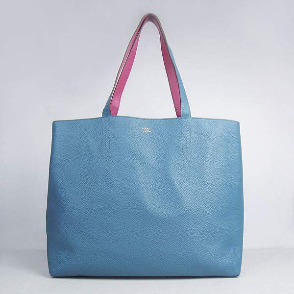 Hermes Double Sens Shopper Bag - 8068 Blue & Peach Red