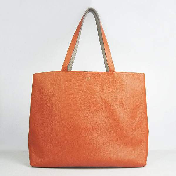 Hermes Double Sens Shopper Bag - 8068 Orange & Grey