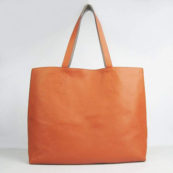 Hermes Double Sens Shopper Bag - 8068 Orange & Grey - Click Image to Close