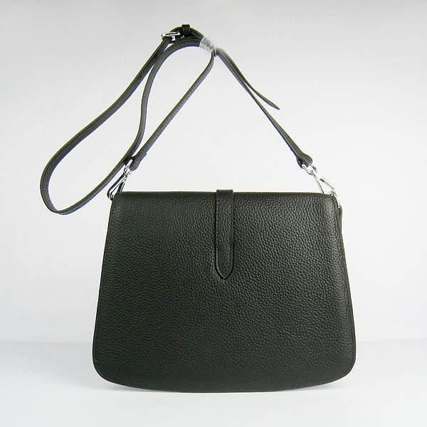 Hermes Togo Leather Messenger Bag - 8079 Black - Click Image to Close