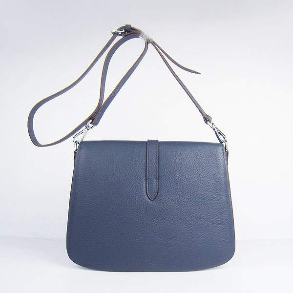 Hermes Togo Leather Messenger Bag - 8079 Dark Blue - Click Image to Close