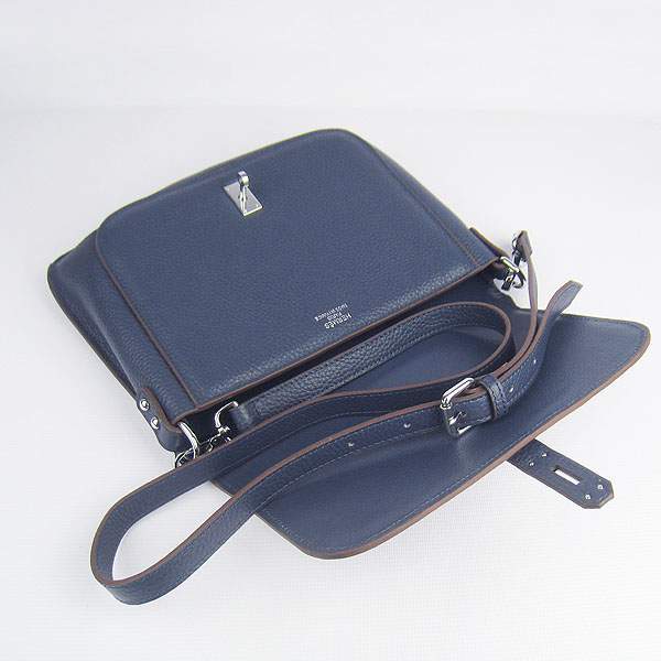 Hermes Togo Leather Messenger Bag - 8079 Dark Blue