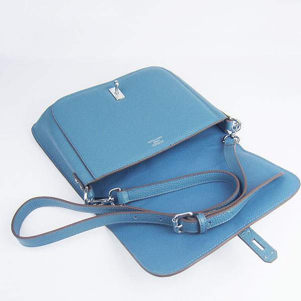 Hermes Togo Leather Messenger Bag - 8079 Blue