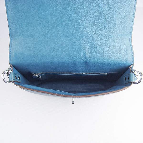 Hermes Togo Leather Messenger Bag - 8079 Blue
