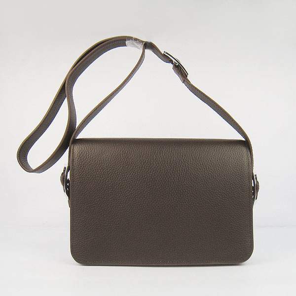 Hermes Togo Leather Messenger Bag - 8082 Brown