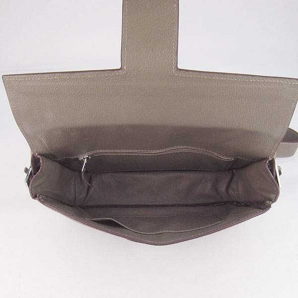Hermes Togo Leather Messenger Bag - 8082 Grey