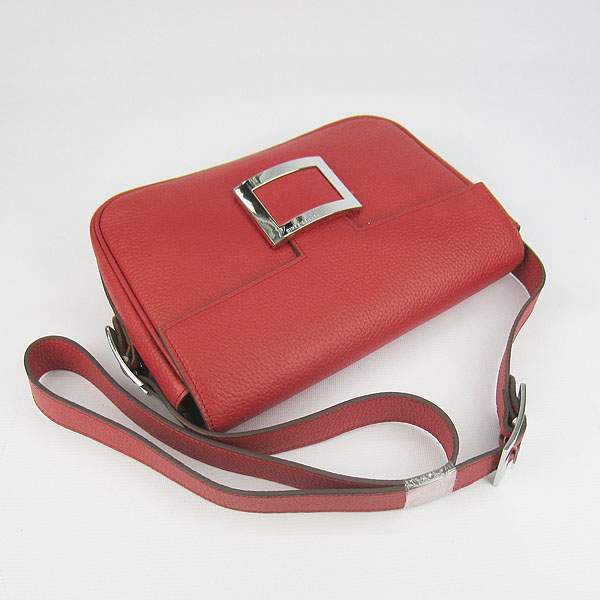 Hermes Togo Leather Messenger Bag - 8082 Red