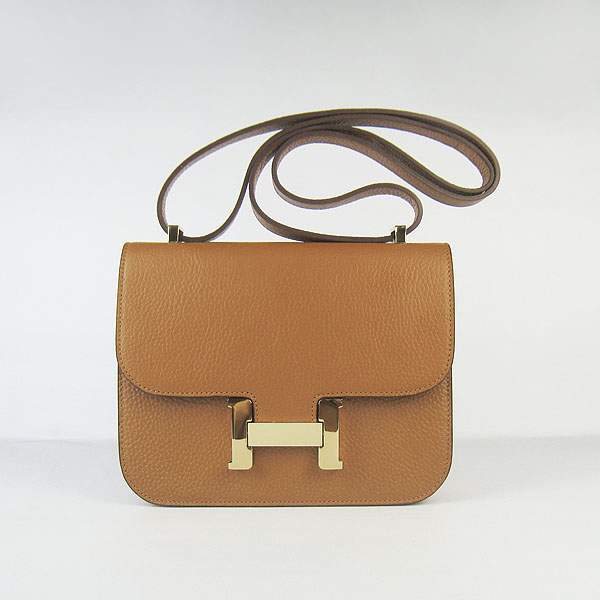 Hermes Constance Calf Leather Bag - H017 Coffee With Gold Hardware - Click Image to Close