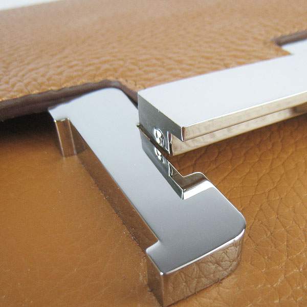 Hermes Constance Calf Leather Bag - H017 Coffee With Silver Hardware - Click Image to Close