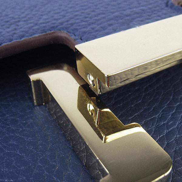 Hermes Constance Calf Leather Bag - H017 Dark Blue With Gold Hardware