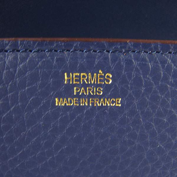 Hermes Constance Calf Leather Bag - H017 Dark Blue With Gold Hardware - Click Image to Close