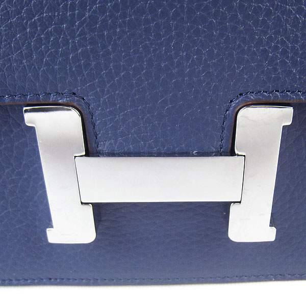 Hermes Constance Calf Leather Bag - H017 Dark Blue With Silver Hardware - Click Image to Close