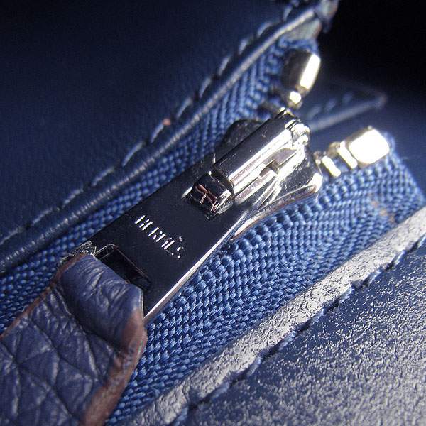 Hermes Constance Calf Leather Bag - H017 Dark Blue With Silver Hardware - Click Image to Close
