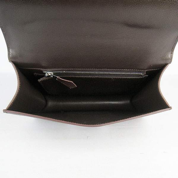 Hermes Constance Calf Leather Bag - H017 Dark Coffee With Silver Hardware - Click Image to Close