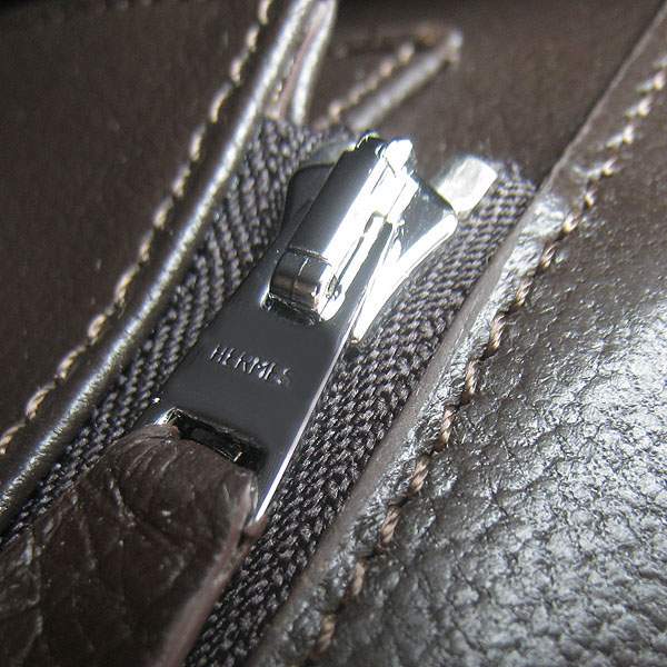 Hermes Constance Calf Leather Bag - H017 Dark Coffee With Silver Hardware - Click Image to Close