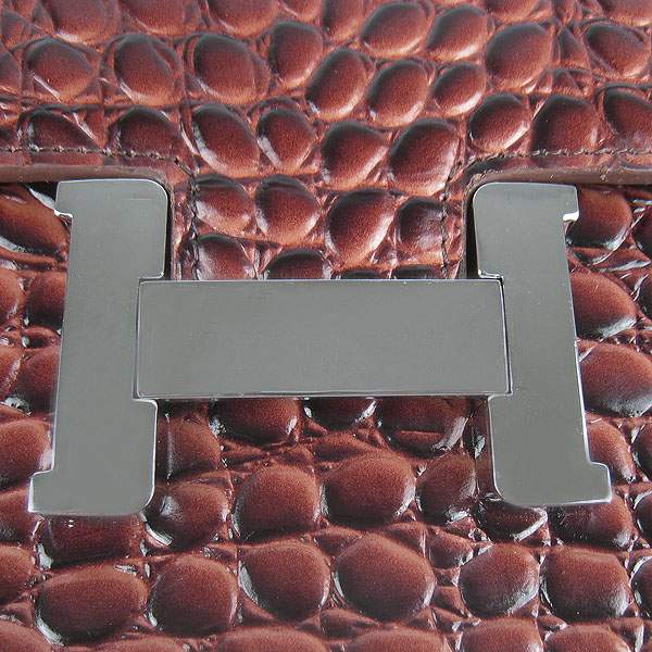 Hermes Constance Calf Leather Bag - H017 Dark Coffee Stone With Silver Hardware - Click Image to Close