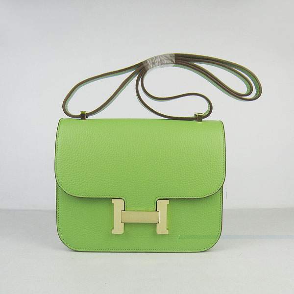 Hermes Constance Calf Leather Bag - H017 Green With Gold Hardware