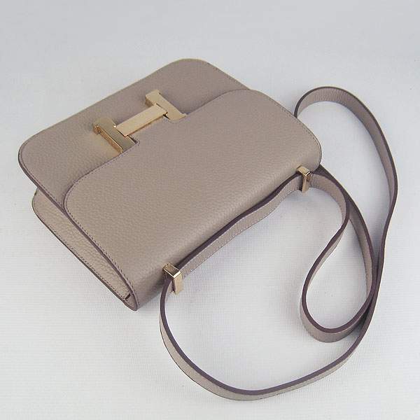 Hermes Constance Calf Leather Bag - H017 Grey With Gold Hardware - Click Image to Close