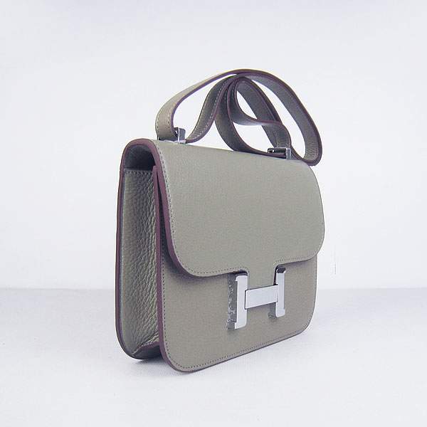 Hermes Constance Calf Leather Bag - H017 Khaki With Silver Hardware