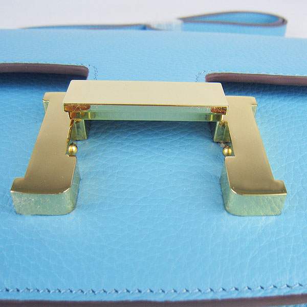 Hermes Constance Calf Leather Bag - H017 Light Blue With Gold Hardware