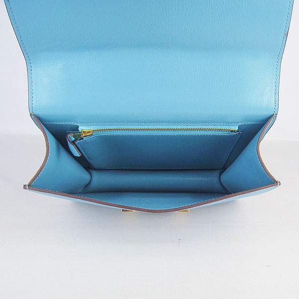 Hermes Constance Calf Leather Bag - H017 Light Blue With Gold Hardware