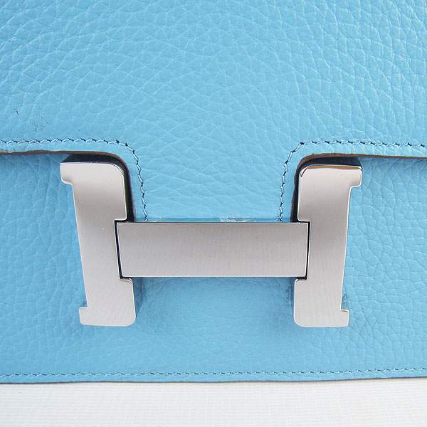 Hermes Constance Calf Leather Bag - H017 Light Blue With Silver Hardware - Click Image to Close
