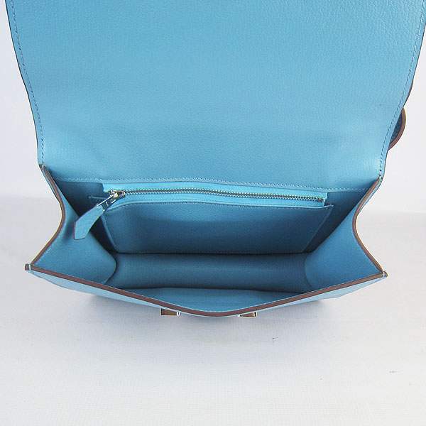Hermes Constance Calf Leather Bag - H017 Light Blue With Silver Hardware