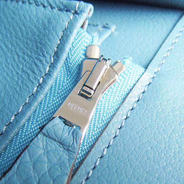 Hermes Constance Calf Leather Bag - H017 Light Blue With Silver Hardware