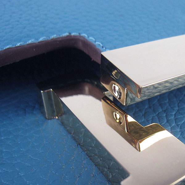 Hermes Constance Calf Leather Bag - H017 Blue With Gold Hardware