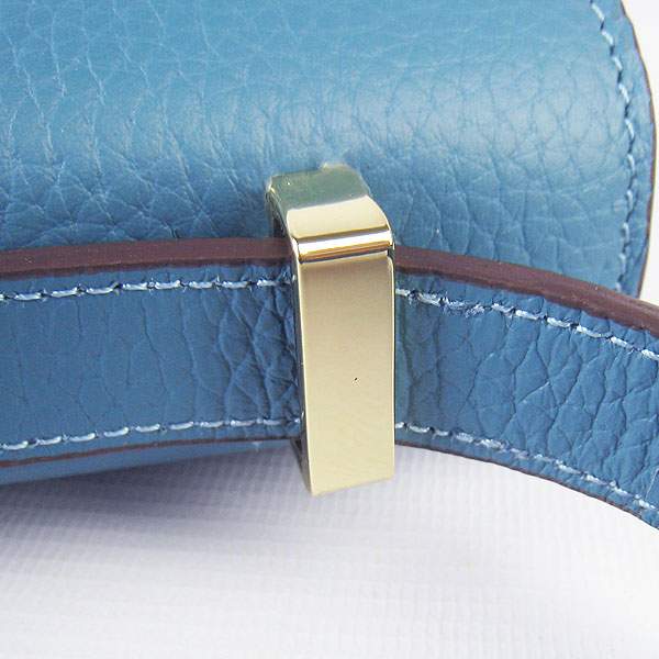 Hermes Constance Calf Leather Bag - H017 Blue With Gold Hardware