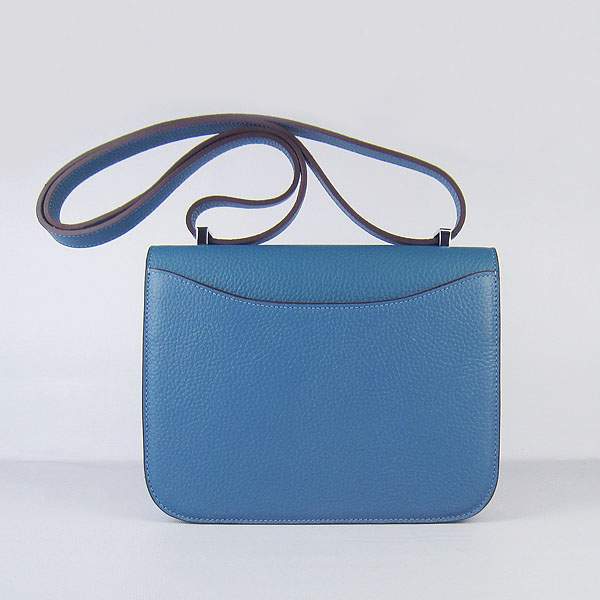 Hermes Constance Calf Leather Bag - H017 Blue With Silver Hardware - Click Image to Close