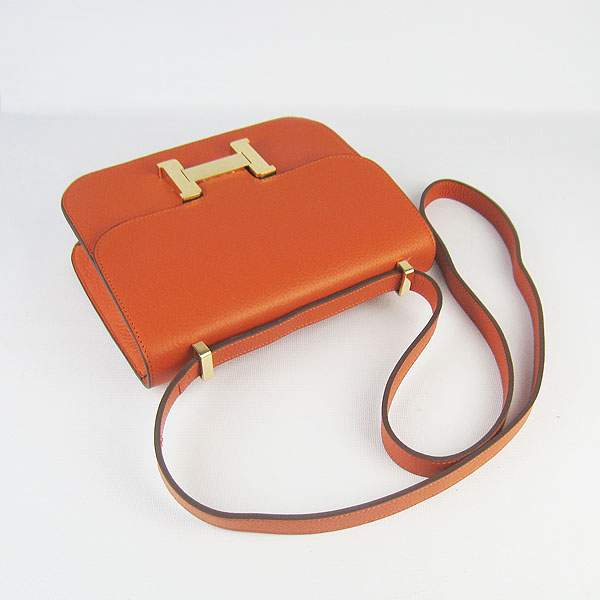Hermes Constance Calf Leather Bag - H017 Orange With Gold Hardware - Click Image to Close