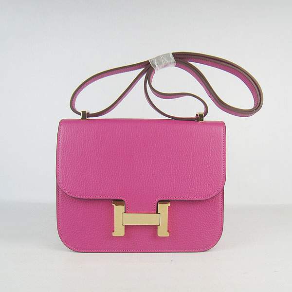 Hermes Constance Calf Leather Bag - H017 Peach Red With Gold Hardware