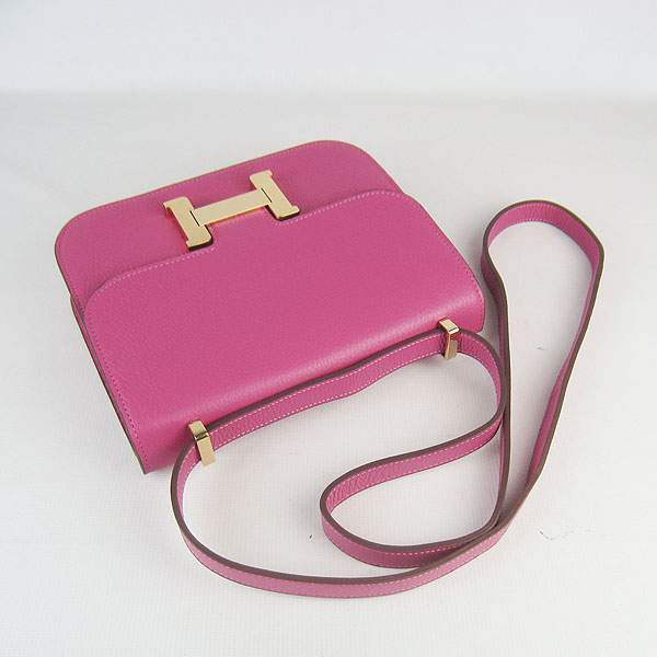 Hermes Constance Calf Leather Bag - H017 Peach Red With Gold Hardware