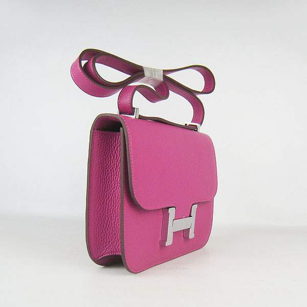 Hermes Constance Calf Leather Bag - H017 Peach Red With Silver Hardware