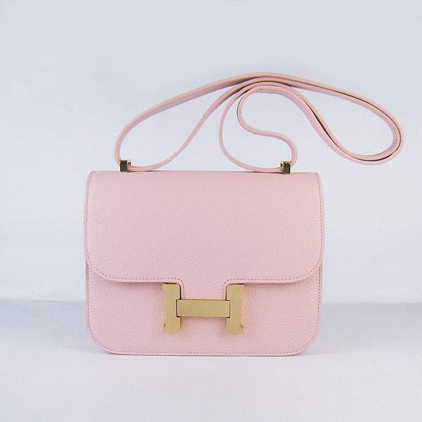Hermes Constance Calf Leather Bag - H017 Pink With Gold Hardware