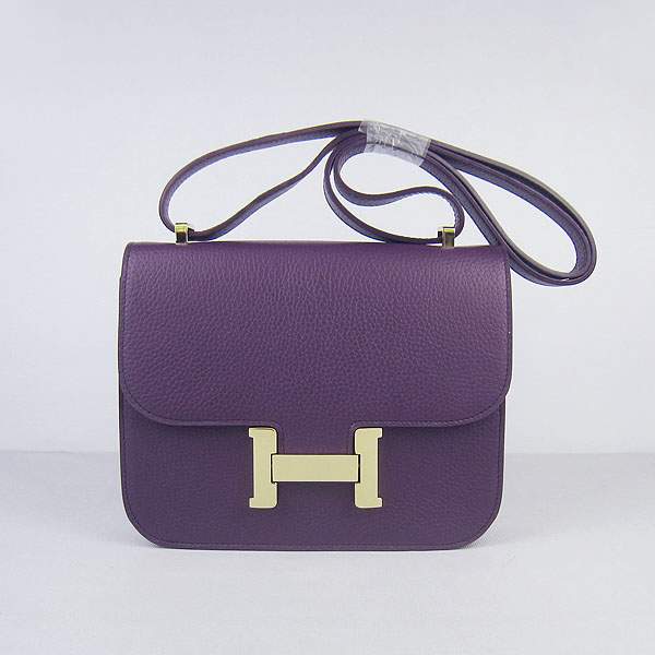 Hermes Constance Calf Leather Bag - H017 Purple With Gold Hardware