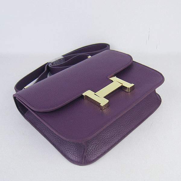 Hermes Constance Calf Leather Bag - H017 Purple With Gold Hardware - Click Image to Close