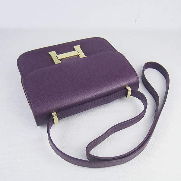 Hermes Constance Calf Leather Bag - H017 Purple With Gold Hardware