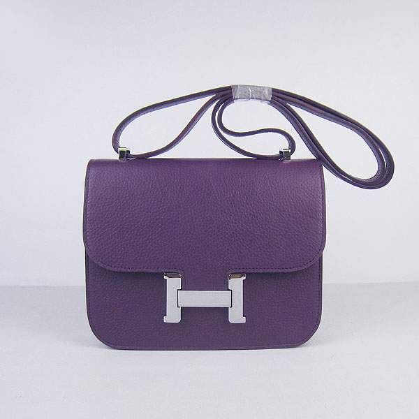 Hermes Constance Calf Leather Bag - H017 Purple With Silver Hardware - Click Image to Close