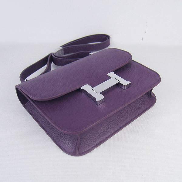 Hermes Constance Calf Leather Bag - H017 Purple With Silver Hardware