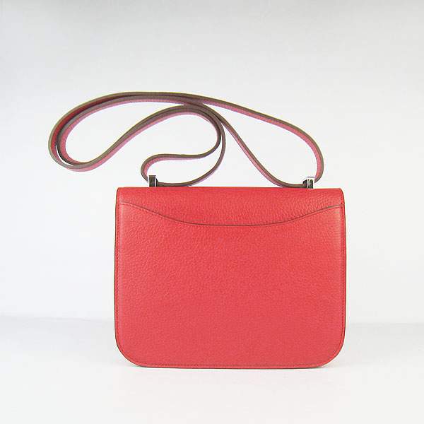 Hermes Constance Calf Leather Bag - H017 Red With Silver Hardware