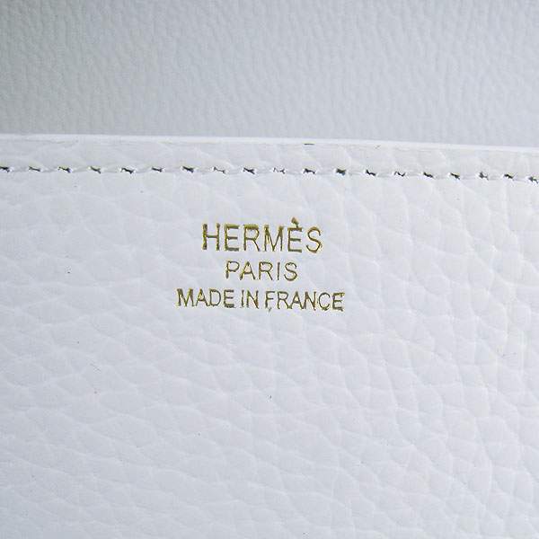Hermes Constance Calf Leather Bag - H017 White With Gold Hardware