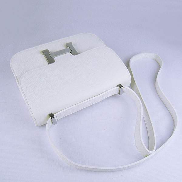 Hermes Constance Calf Leather Bag - H017 White With Silver Hardware