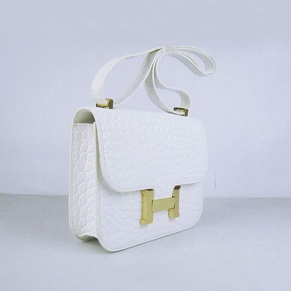 Hermes Constance Calf Leather Bag - H017 White Stone With Gold Hardware - Click Image to Close